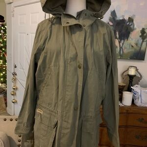 Lauren 1967 Women's Olive Military Hooded Jacket Size Large 100% Cotton